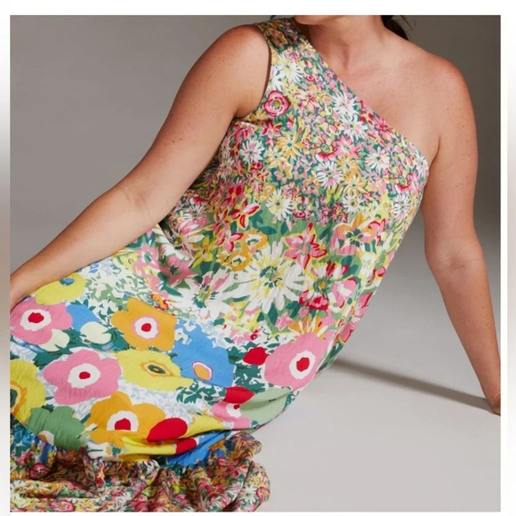 Sarah Campbell for Anthropologie One-Shoulder Midi Dress Size XXS - Picture 12 of 13